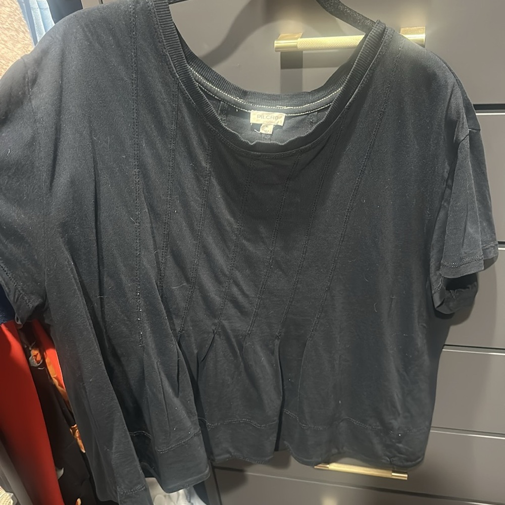 Anthropologie Pilcro Pleated Swing Tee Black Onyx sz XL - Picture 6 of 7